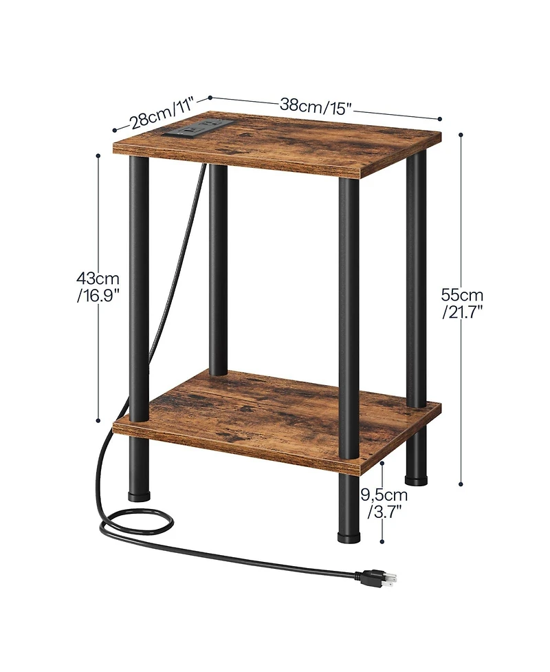 Slickblue 2-Piece Side Table Set with Built-In Charging Station and Storage Shelf
