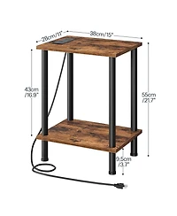 Slickblue 2-Piece Side Table Set with Built-In Charging Station and Storage Shelf