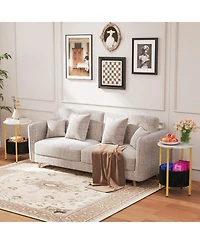 Slickblue Modern Round End Table 2-Tier with Fabric Storage Basket and Metal Base