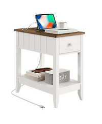 Slickblue Living Room Side Table with Power Station, Usb Ports and Ac Outlets