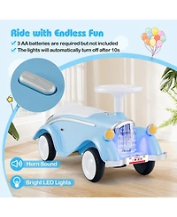 Gymax Kids Ride on Push Car with Steering Wheel Horn and Light Under Seat Storage