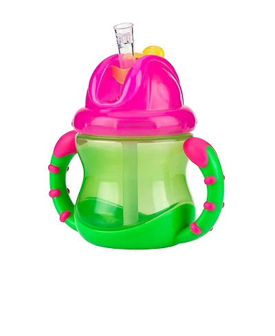 Nuby Two-Handle Flip N' Sip Straw Cup, 8 Ounce