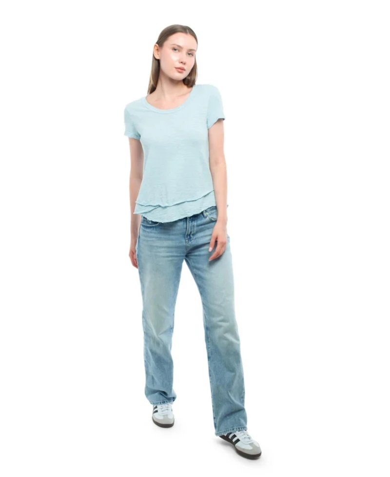 Wilt Woemn's Short Sleeve Mock Layer Tee