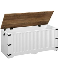 Slickblue Wooden Storage Bench with Safety Hinges, Farmhouse Style Seating