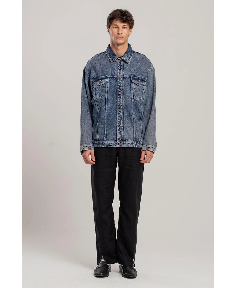 Pcfg Men's Free Heaven Destroyed Cotton Denim Jacket