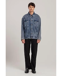 Pcfg Men's Free Heaven Destroyed Cotton Denim Jacket