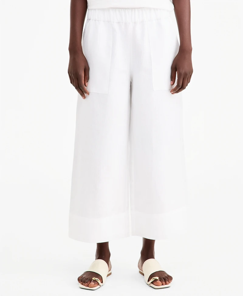 Charter Club Women's High-Rise Wide-Leg Pull-On Linen Pants, Macy's Exclusive