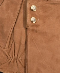 Lauren Ralph Suede Crest Button Gloves