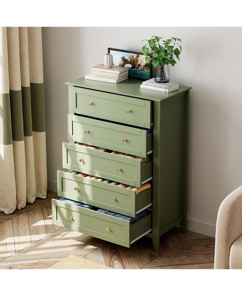 gaomon 5 Drawer Dresser for Bedroom, Dresser with Deep Drawers and Metal Knobs, Tall Modern Wooden Chests of Drawers for Entryway, Hallway