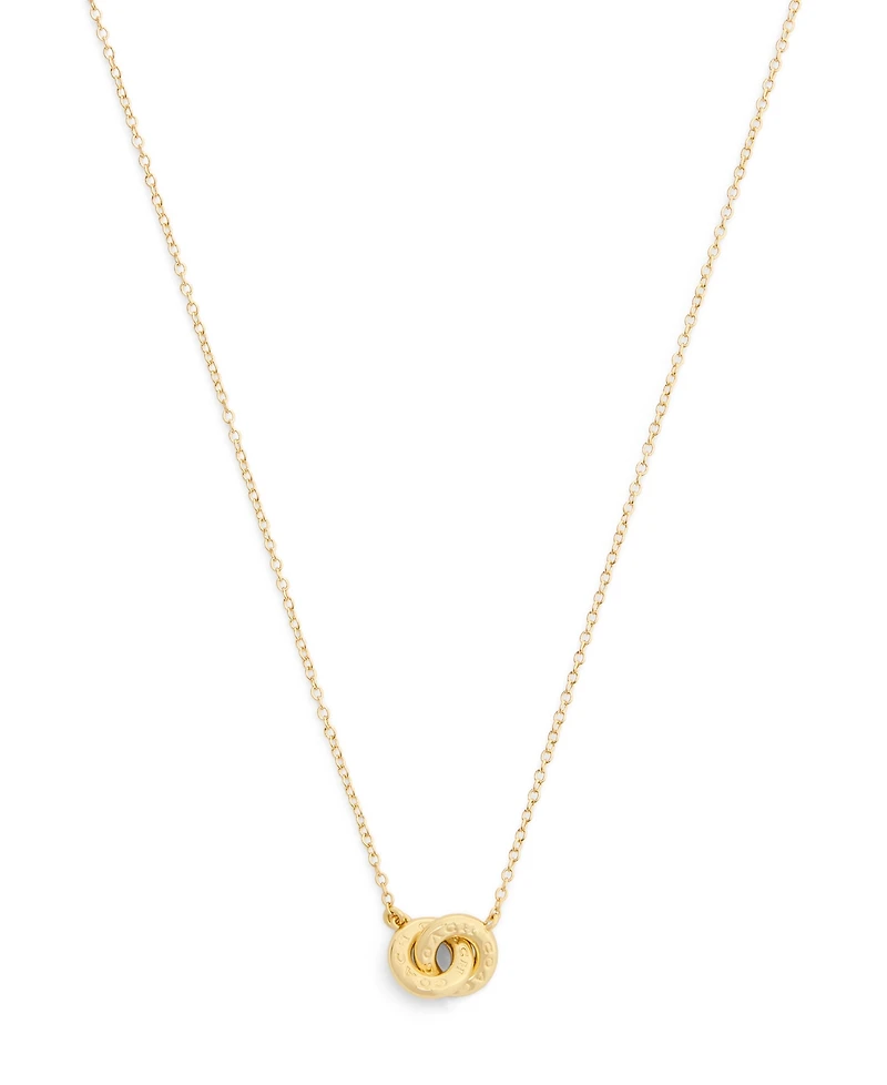 Coach Gold Signature Logo Interlocking Ring Pendant Necklace