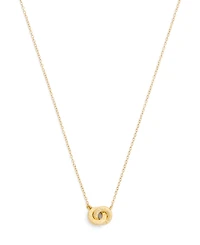 Coach Gold Signature Logo Interlocking Ring Pendant Necklace