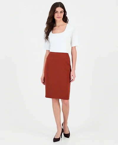 Kasper Women's Cb Zip Slim Pencil High-Waisted Knee-Length Skirt