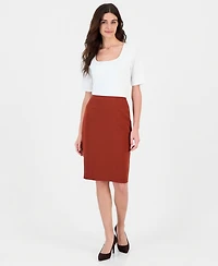 Kasper Women's Cb Zip Slim Pencil High-Waisted Knee-Length Skirt