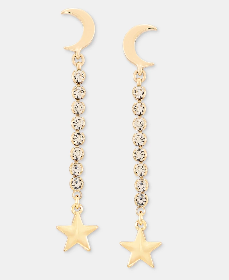 Karl Lagerfeld Paris Crystal Star & Moon Linear Drop Earrings