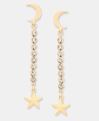 Karl Lagerfeld Paris Crystal Star & Moon Linear Drop Earrings