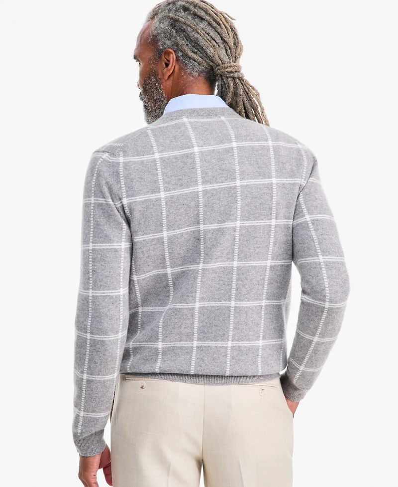 Club Room Men's Cashmere Windowpane Crewneck Sweater, Macy's Exclusive