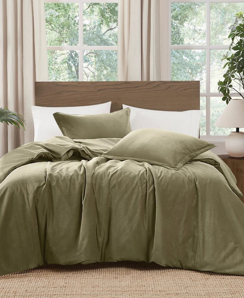 Brooklyn Loom Matte Cotton Velvet 3-Piece Comforter Set, King