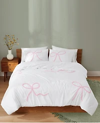 Truly Soft Textured Bow 3-Piece Comforter Set, Full/Queen