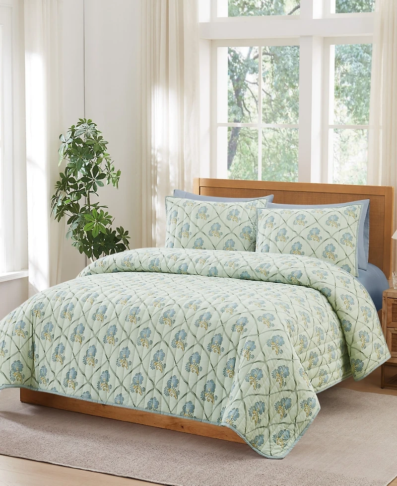 Brooklyn Loom Olivia Floral 3-Piece Quilt Set, Full/Queen