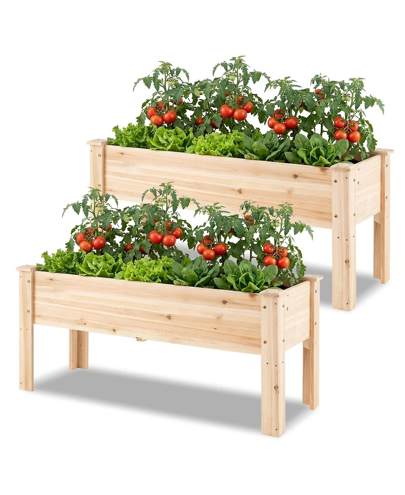 Costway Wooden Raised Garden Bed with Legs, Drainage Holes