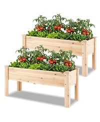 Costway Wooden Raised Garden Bed with Legs, Drainage Holes