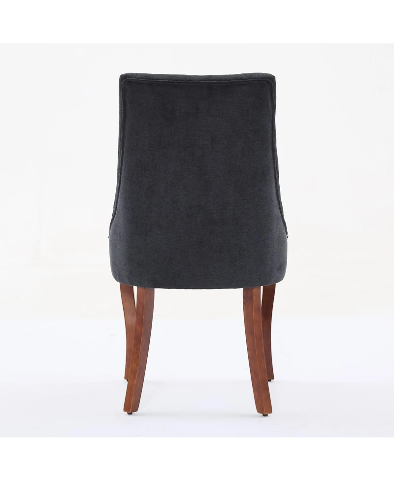Clihome Rayon Cloth Flocking Linen Dining Chairs Channel Kitchen Dinner Chair Comfy Fabric Upholstered for Room