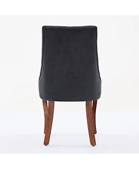 Clihome Rayon Cloth Flocking Linen Dining Chairs Channel Kitchen Dinner Chair Comfy Fabric Upholstered for Room