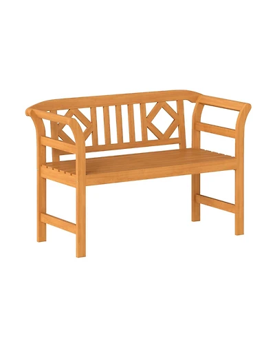 Slickblue Outdoor 2-Person Loveseat with Acacia Wood Frame and Armrests