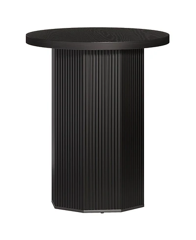Slickblue Round End Table with Stable Pedestal Base for Living Room