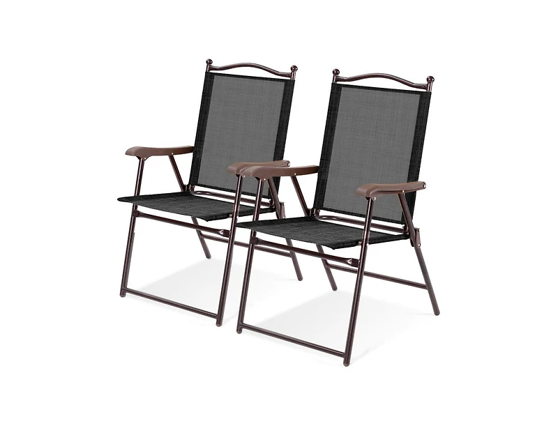 Mondawe Set of 2 Patio Folding Sling Back Camping Deck Chairs