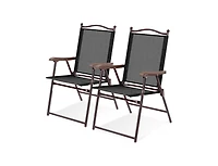 Mondawe Set of 2 Patio Folding Sling Back Camping Deck Chairs