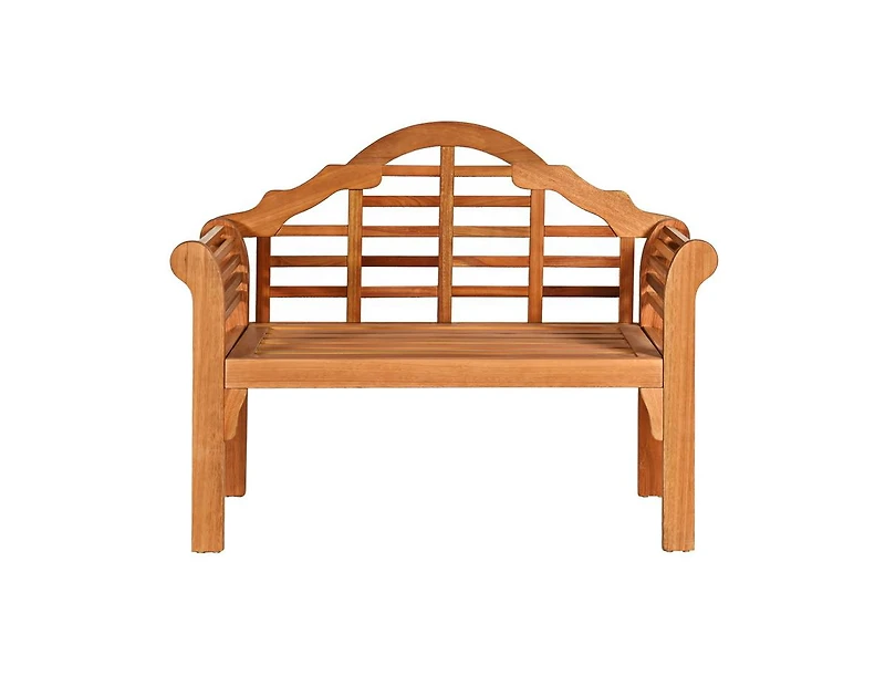 Mondawe 49 Inch Eucalyptus Wood Outdoor Folding Bench with Backrest Armrest for Patio Garden