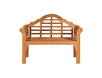 Mondawe 49 Inch Eucalyptus Wood Outdoor Folding Bench with Backrest Armrest for Patio Garden