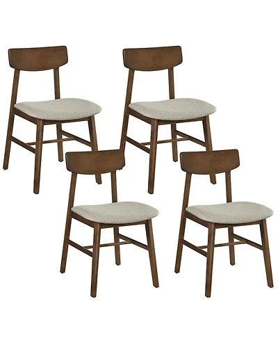 Gymax 4Piece Dining Chairs With Curved Backrest Linen Fabric Upholstered Seat for Kitchen