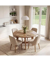 Tribesigns 47'' Solid Wood Round Dining Table, Round Dining Room Table with Wood Pedestal Base for 4 People