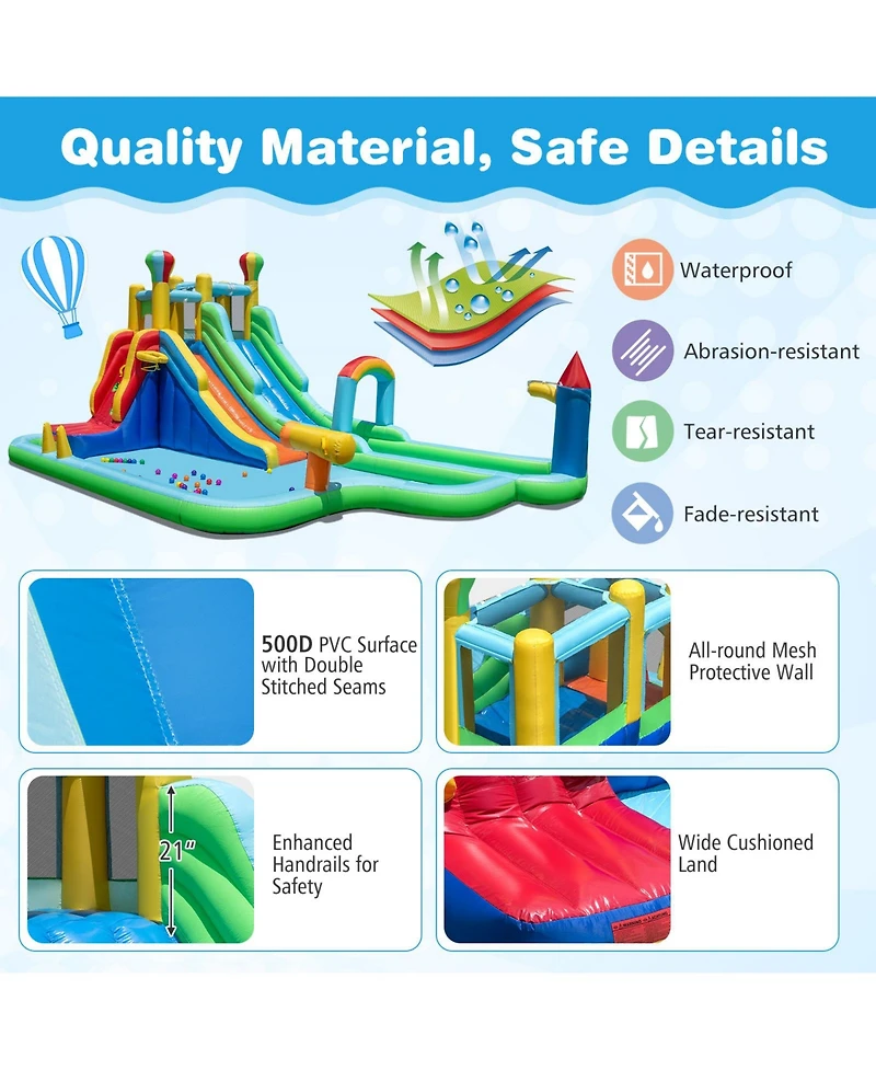 Slickblue Inflatable Water Slide Bounce House Park with 750W Blower