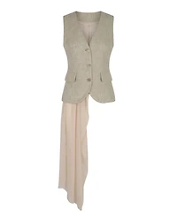 Modenaire Women's Tailored Sleeveless V-Neck Button-Front Vest