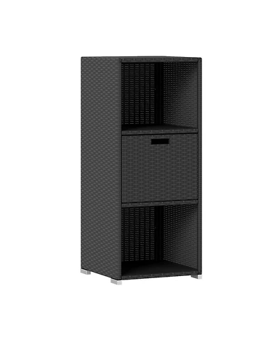 Slickblue Patio Storage Cabinet with Drawer and Wicker Finish for Outdoor Use