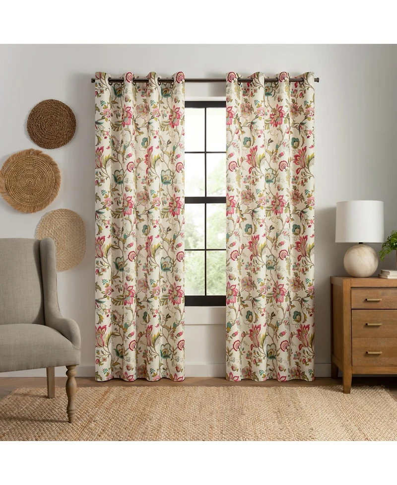 Ellis Curtain Polyester Brissac Colourful Jacobean Pattern Grommet Panel