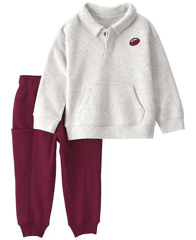 Carter's Baby Boys' and Girls' Long-Sleeve Polo Sweatshirt Pants, 2-Piece Set