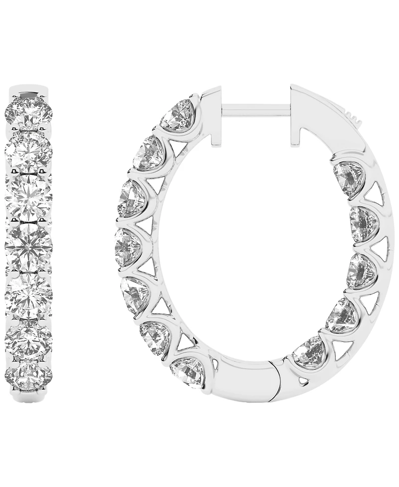 Macy's Lab-Grown Diamond Hoop Earrings (5 ct. t.w.) in 10k White Gold