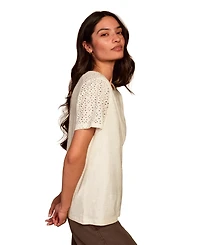 Celtic & Co. Women's Eyelet Sleeve Soft-Drape Jersey T-Shirt