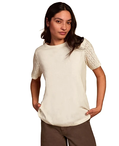 Celtic & Co. Women's Eyelet Sleeve Soft-Drape Jersey T-Shirt