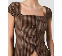 French Connection Women's Diana Square Neck Gingham Print Top
