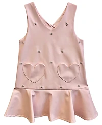 Blueberi Boulevard Girls' 2T-6X Long-Sleeve Top and Sleeveless Jumper Dress, 2-Piece Set