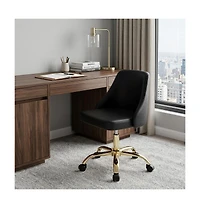 HomeRoots Faux Leather Adjustable Height Swivel Rolling Office Chair
