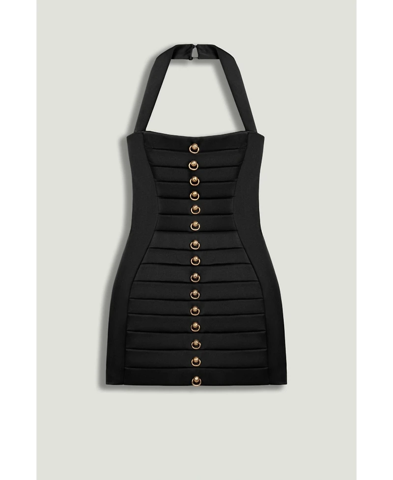 Nocturne Women's Pleated Detail Embellished Mini Dress