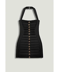 Nocturne Women's Pleated Detail Embellished Mini Dress