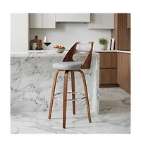 HomeRoots 26" Faux Leather Counter Height Swivel Bar Chair