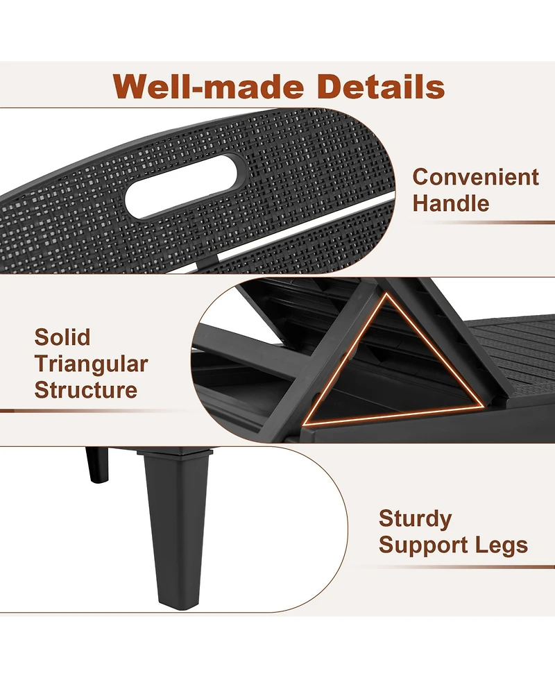 Gymax Set of 2 Outdoor Chaise Lounge Chairs, 5-Position Adjustable Backrests Easy Assembly